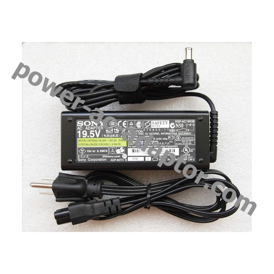 Genuine 19.5V 4.74A 90W Sony Vaio VGP-AC19V25 AC Adapter Charger